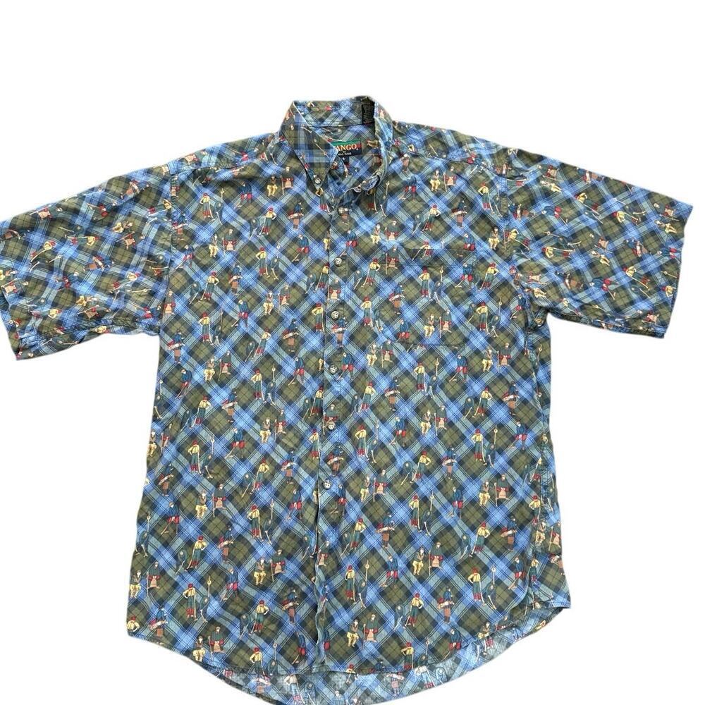 Vintage Tango Men's Button Up Short Sleeve Golf Shirt Size Large